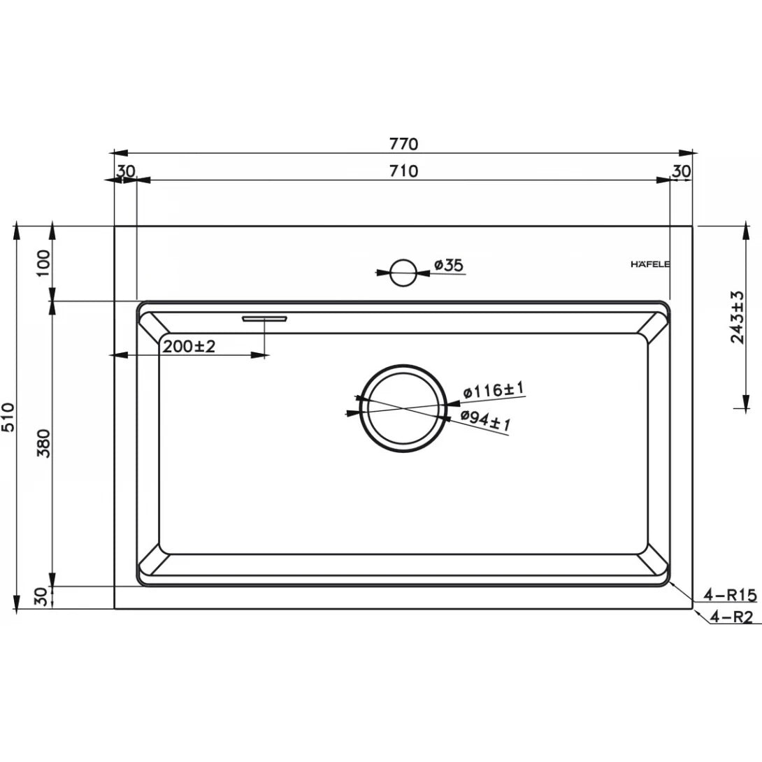 Chậu Bếp Đá Hafele HS22-GEN1S90M 577.25.430 Một Hộc Màu Kem 710x510 mm