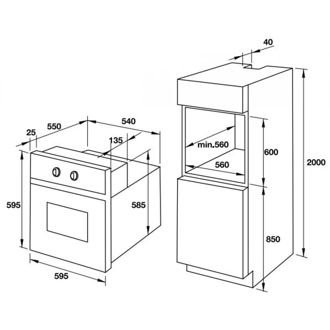 Lò Nướng Kết Hợp Hấp Hafele HO-T60B 535.02.711 Lắp Âm