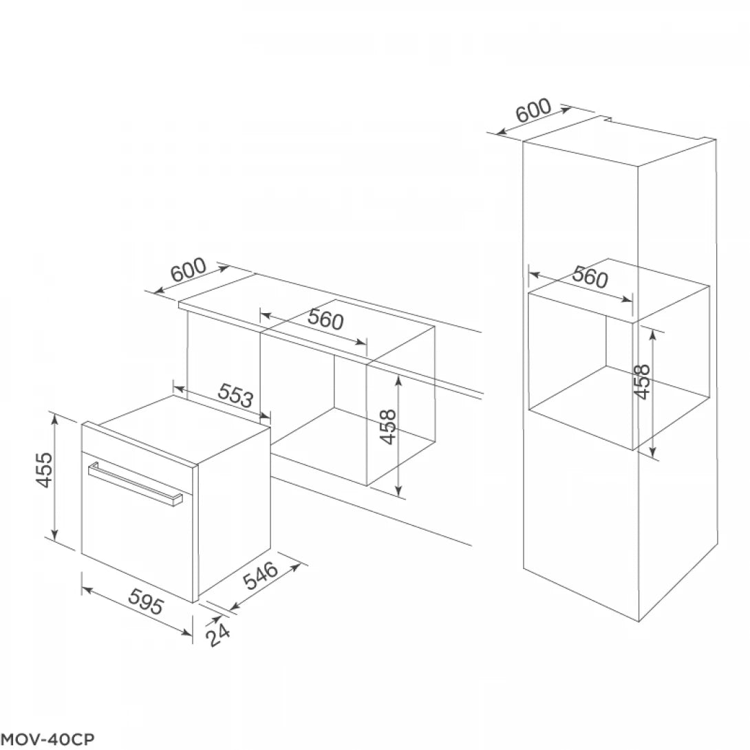 Lò Nướng Malloca MOV-40CP Âm Tủ