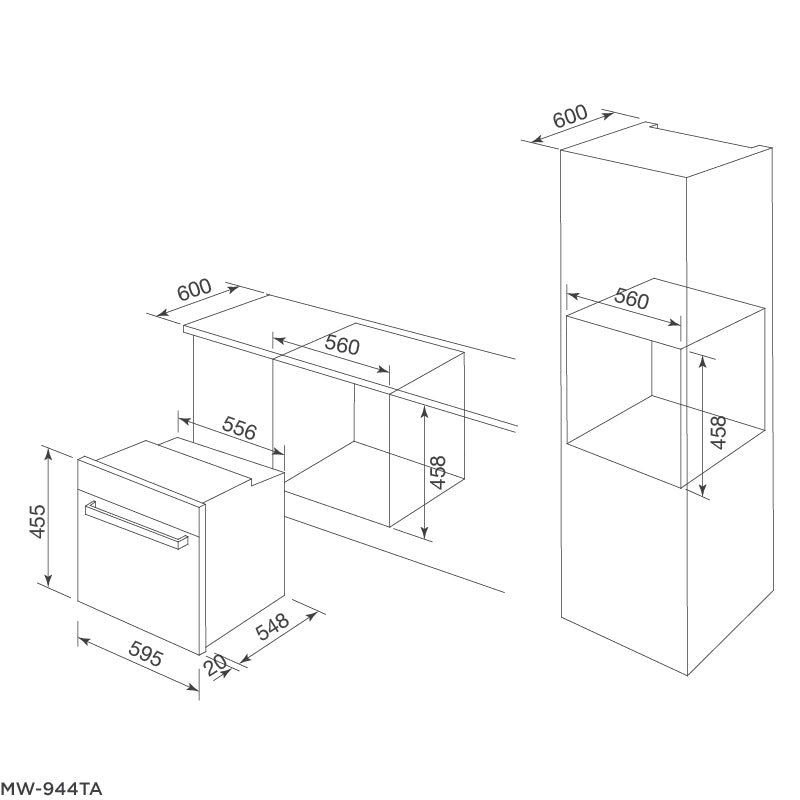 Lò Nướng Kết Hợp Vi Sóng Malloca MW-944TF Âm Tủ