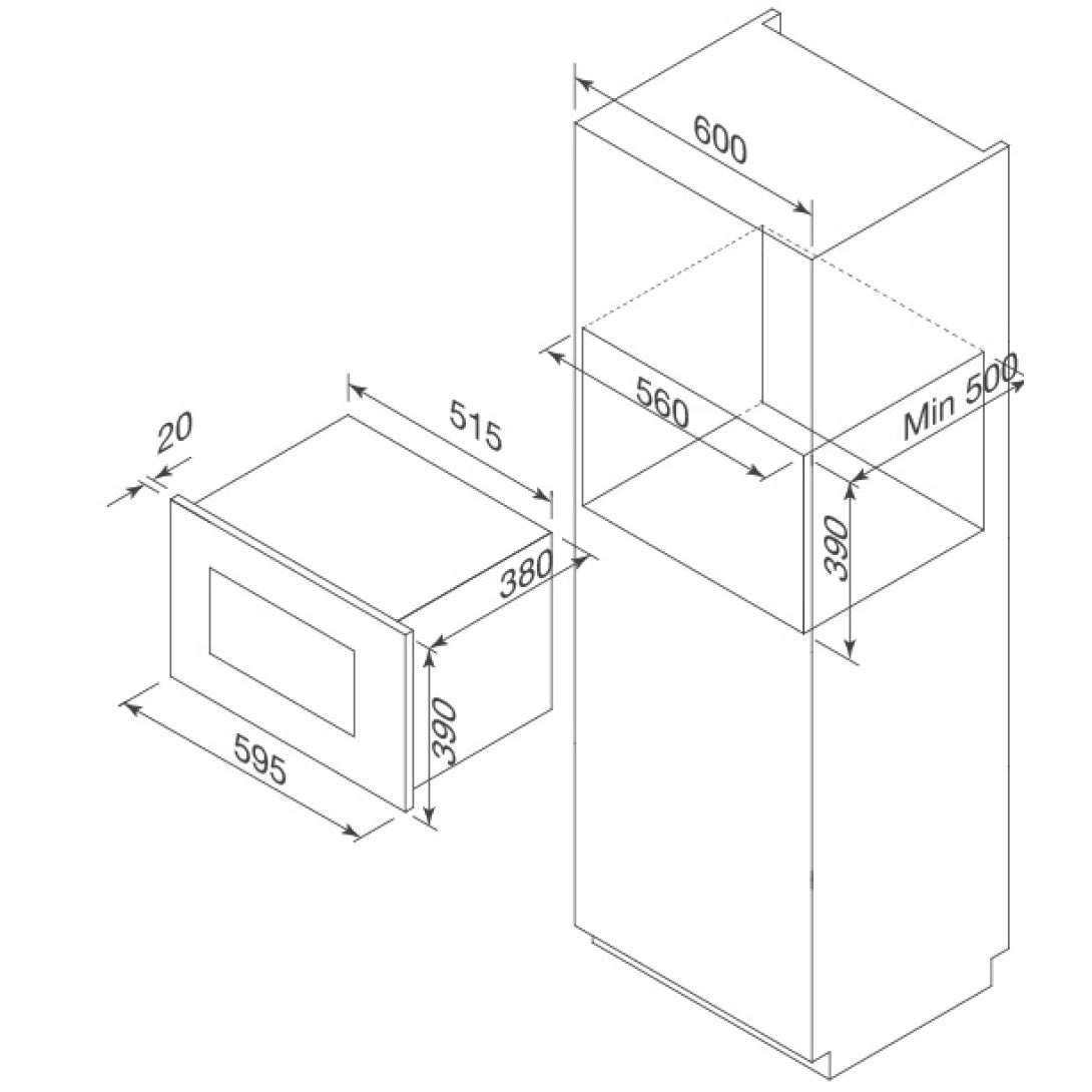 Lò Vi Sóng Malloca MW-927BG Âm Tủ 27L Màu Trắng