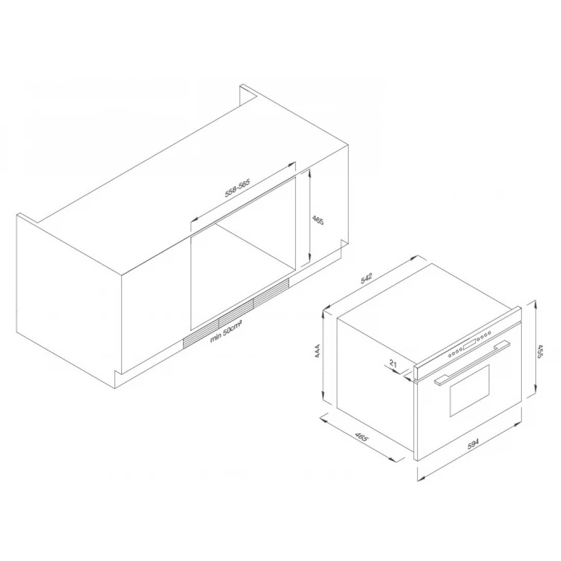 Lò Vi Sóng Malloca MW35-IX03 Âm Tủ Kính Trắng 35L