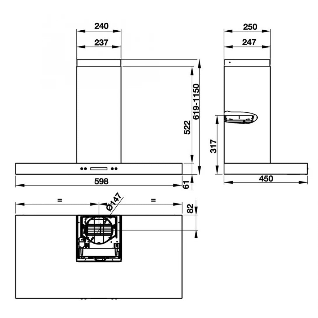 Máy Hút Khói Khử Mùi Hafele HH-WI60B 539.81.173 Gắn Tường