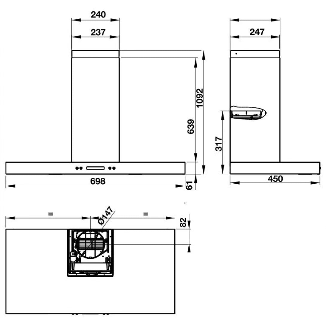 Máy Hút Khói Khử Mùi Hafele HH-WI70C 539.81.158 Gắn Tường