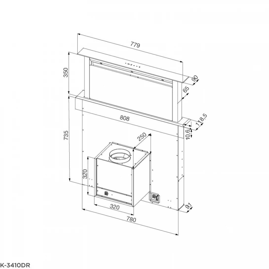 Máy Hút Khói Khử Mùi Malloca K-3410DR Âm Bàn