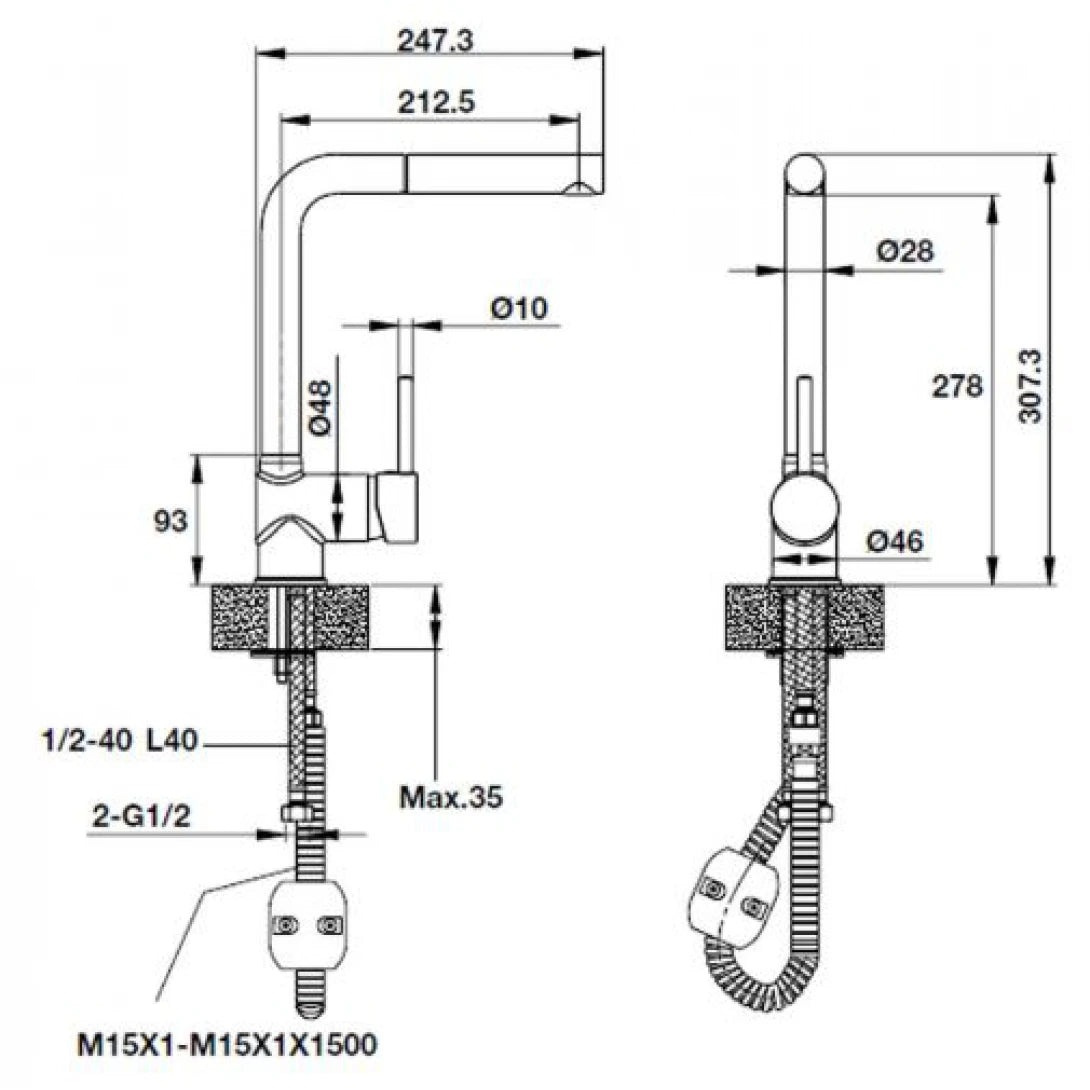 Vòi Bếp Hafele HT19-GH1P278 Nóng Lạnh Rút Dây