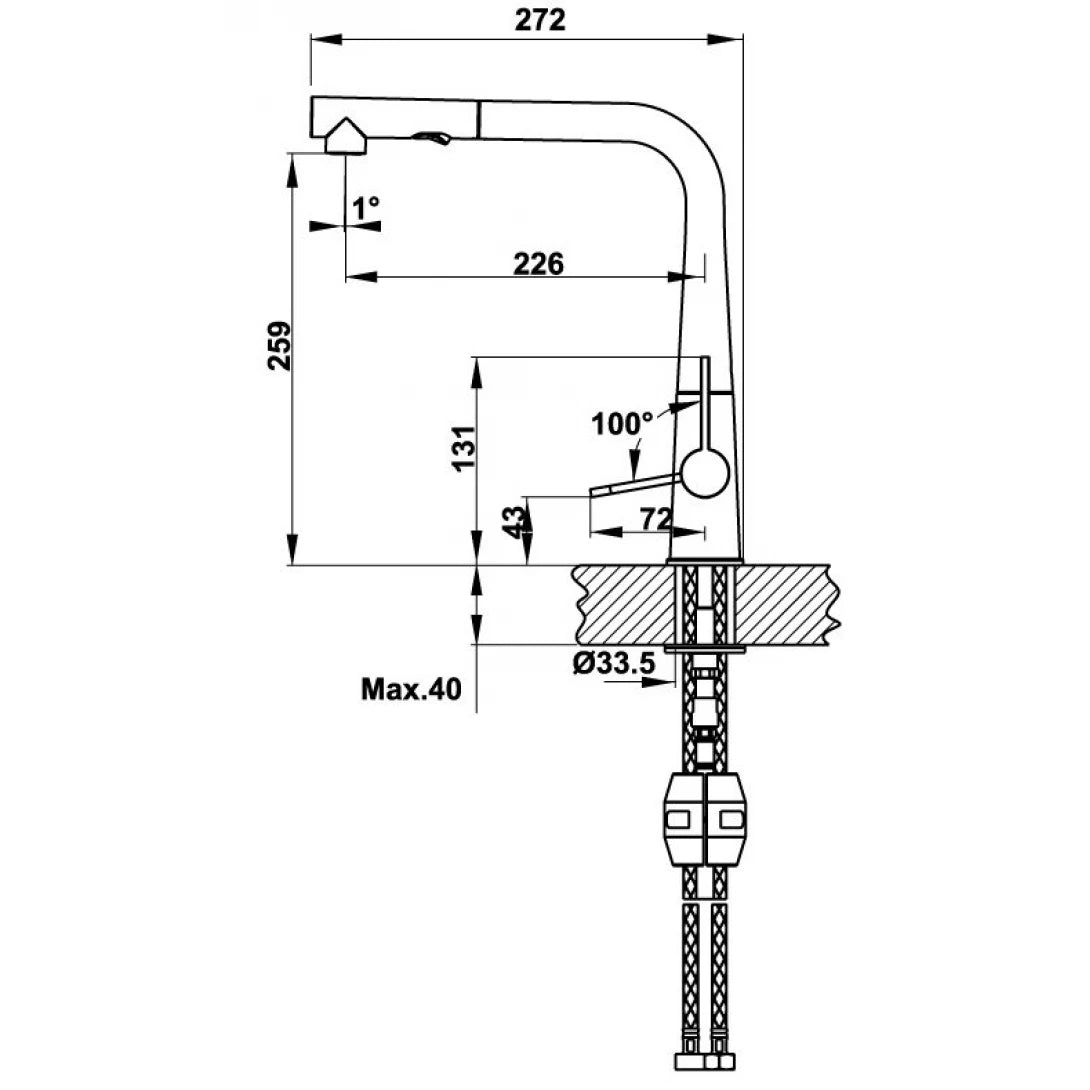 Vòi Bếp Hafele HT20-GH1P259 570.82.300 Nóng Lạnh Màu Đen