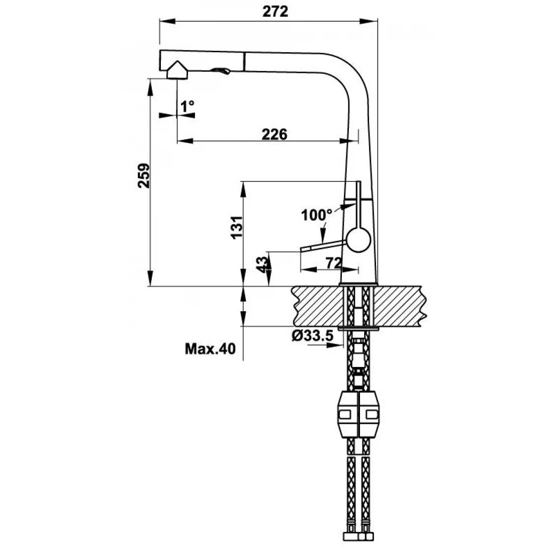 Vòi Bếp Hafele HT20-GH1P259 570.82.400 Nóng Lạnh Màu Xám